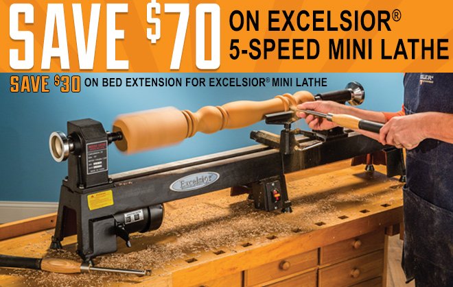 Save $70 on the Excelsior 5-Speed Mini Lathe