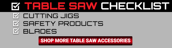 Table Saw Checklist - Shop More Table Saw Acessories