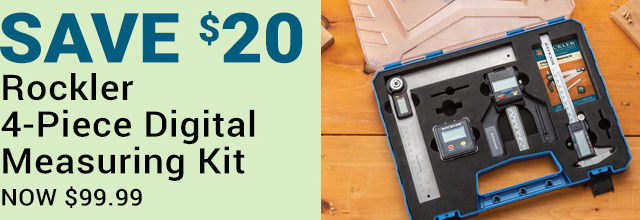 Save $20 on Rockler 4-Piece Digital Measuring Kit