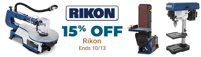 15% Off Rikon Tools Ends 10/13