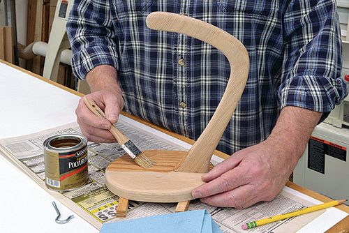 Finishing banana hanger with wipe-on polyurethane