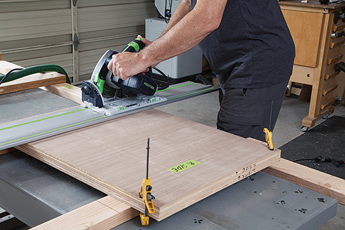 Cutting cabinet sides with track saw