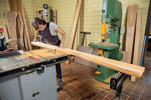 Cutting hole for soil bin in cedar benchtop with track saw