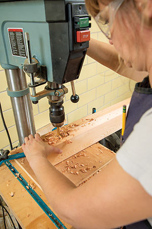 Cutting cedar bench mortises with drill press