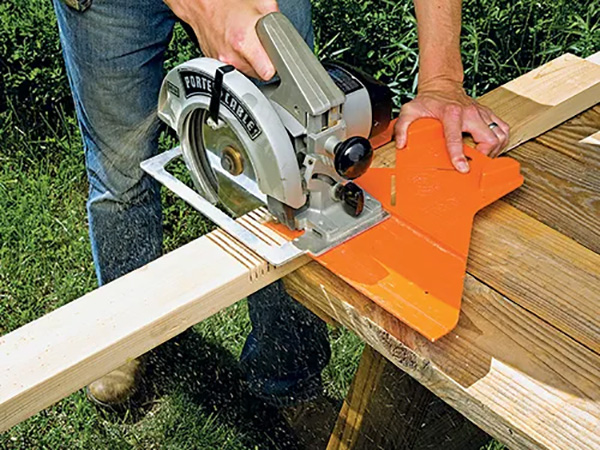 Moving circular saw along guide