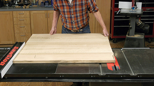 Using table saw to cut one end of tabletop