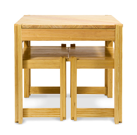 Compact table and bench set pushed together