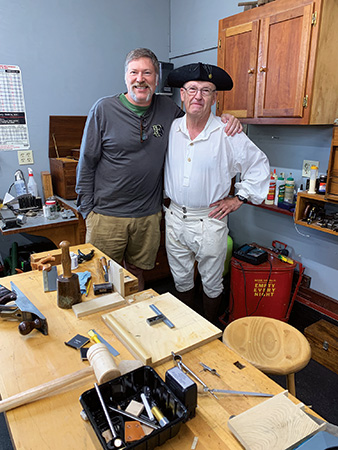 Ernie Conover teaching a course wearing Colonial garb