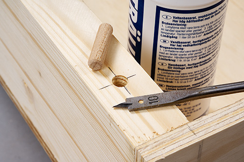 Cutting holes for coffee table bed rail alignment