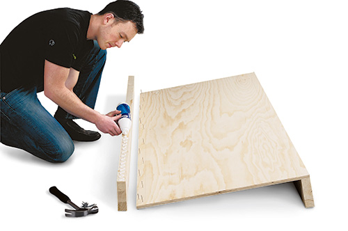 Gluing plywood panels together for coffee table bed