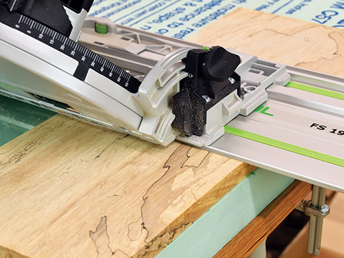 Lining up a track saw cut or making a waterfall miter joint