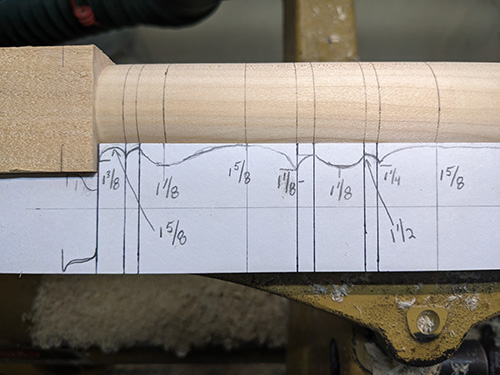 Transferring marks from the story stick to the turning blank