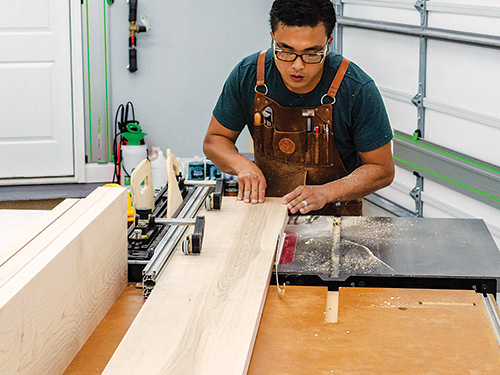 Sawing edges of of dining table tabletop