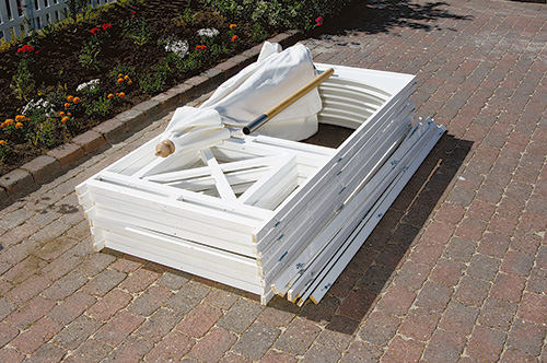 Stack of parts for building a gazebo