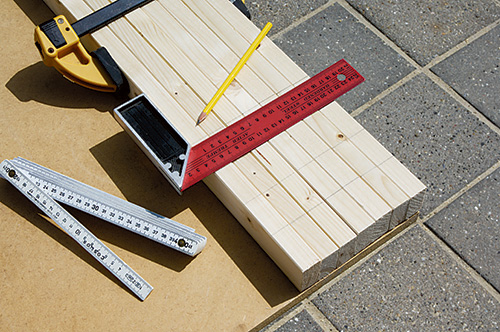 Marking off gazebo rail cut lines