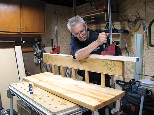 Clamping dry fit of bench top to spindles