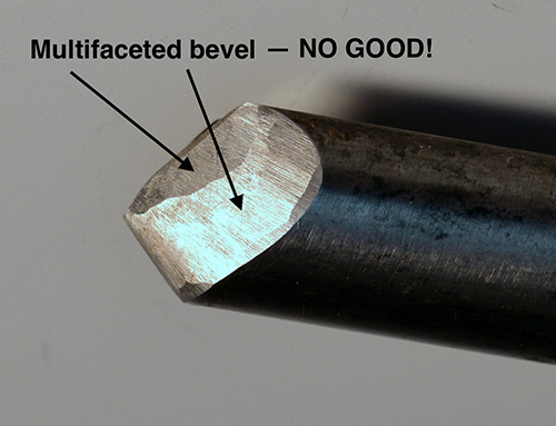 View of improperly sharpened gouge