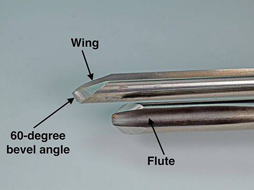 Diagram of grind angle, wing and flute on turning tool