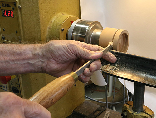 Trimming mortise ring off of threaded insert blank