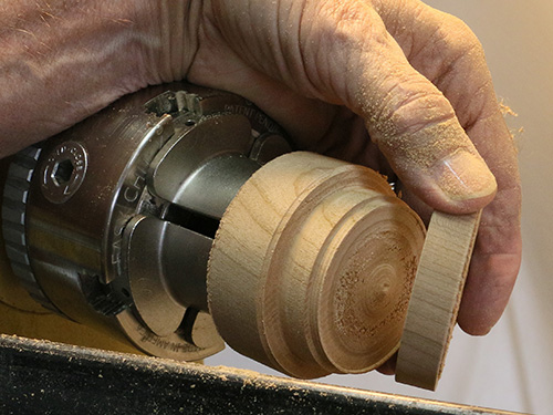 Sizing mortise ring against the tenon blank