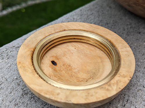 Brass threaded insert in jar lid