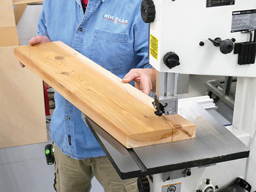 Using band saw to cut adirondack chair parts out with a template