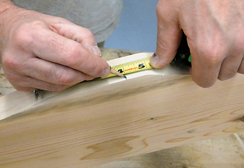 Marking slat locations on Adirondack chair