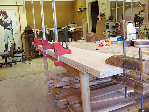 Glued Appleply clamped and sitting overnight