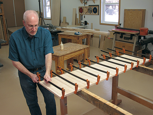 Clamping together murphy bed cabinet panel