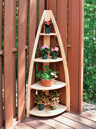 Finished plant stand placed in garden