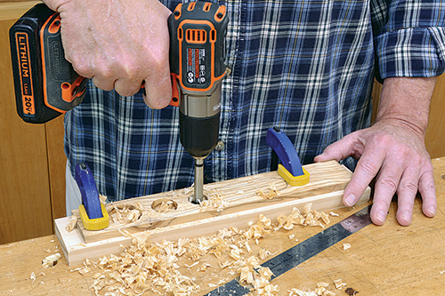 Drilling holes for pasta measuring tool