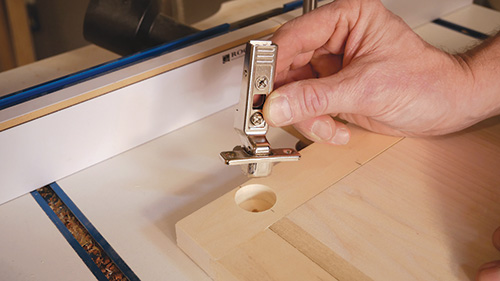 Installing Blum hinges into raised panel cabinet door