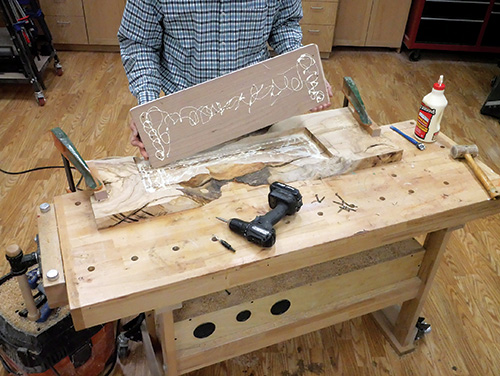 Gluing up plywood coffee table plug