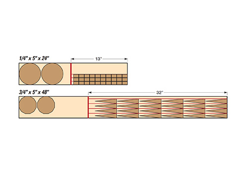 Diagram of the materials and cuts for making a retro clock