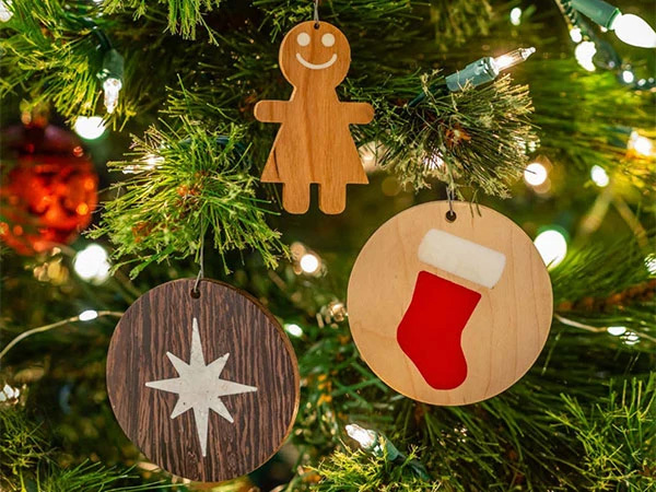 Scroll saw cut ornaments with epoxy fillers