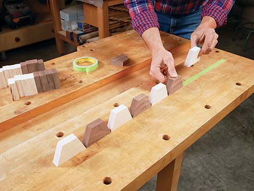 Laying out bowl segments on painter's tape