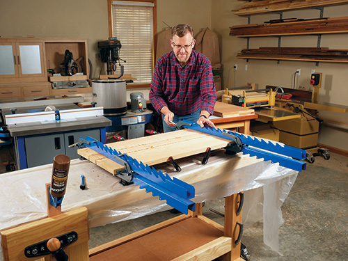 Gluing up Shaker cabinet top panel