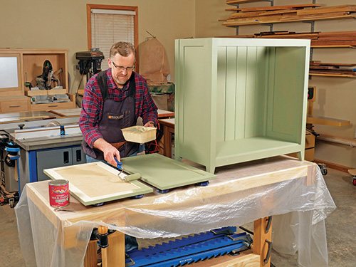 Painting Shaker cabinets with green milk paint