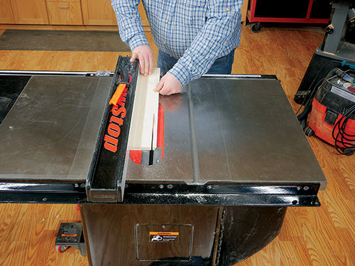 Ripping strips of wood for lamp shade frame