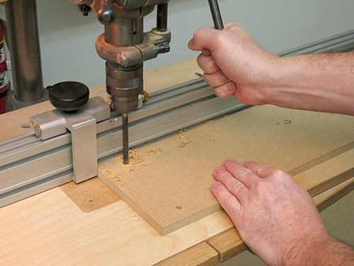 Drilling holes for attaching dresser drawer fronts