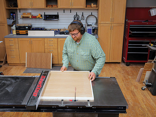 Cutting full size panel into two shelves for standing desk