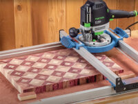 Using slab flattening jig to even out cutting board