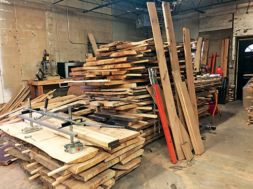 Several wood species stored for drying