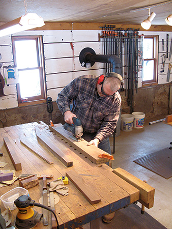 Cutting out tall chair legs with a pattern