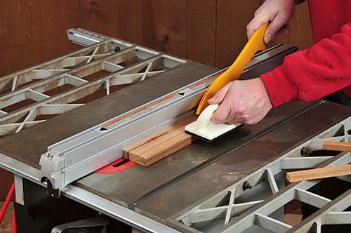 Cutting tambour top box slats on table saw