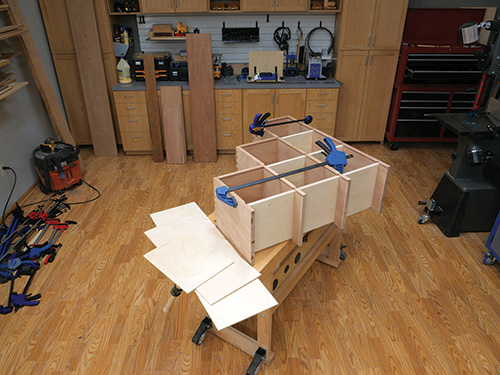 Preparing tansu chest carcass for back panel installation