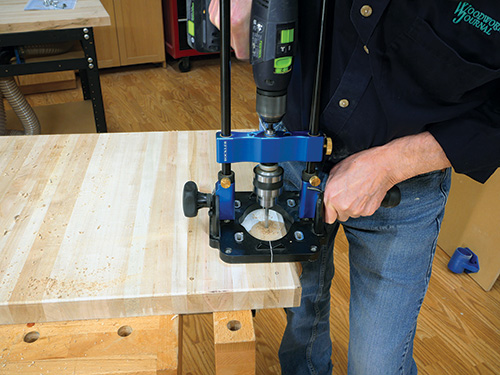 Guiding drill with Rockler drill jig