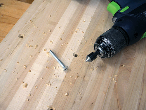 Screw for attaching butcher block tabletop