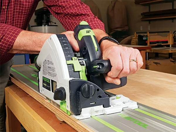 Running a Festool circular saw along a track