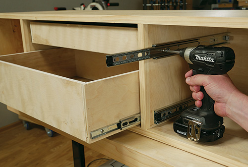 Attaching drawer slides to wall cabinet body